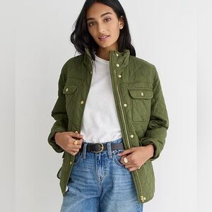J.Crew Women’s Quilted downtown field jacket, Deep Moss, XS